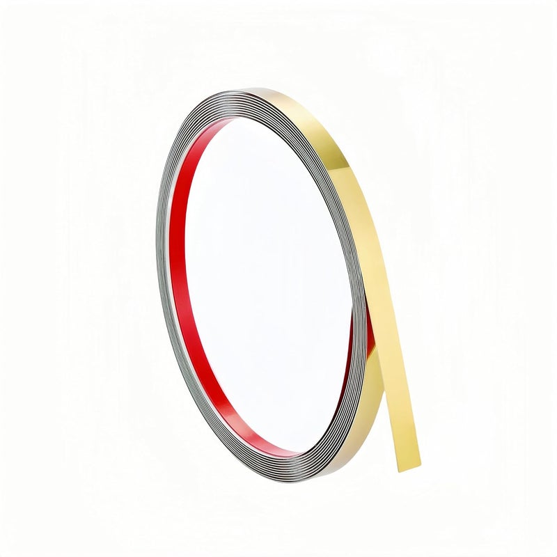Funyfa Store 20FT Metal Wall Trim,Peel and Stick Molding Trim Frame,Stainless Steel Trim,self Adhesive Trim for Wall Fireplace Microwave Gap Filler,Gold Brushed,20ft x 0.4inch - Image 1